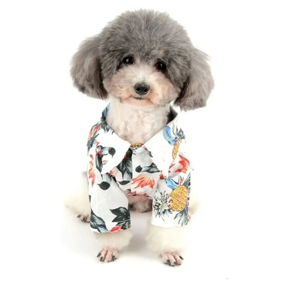 Pet NWOT White Pineapple Print Lightweight Hawaiian Style Shirt Size Medium